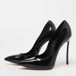 Pre Owned Casadei Black Patent Leather Blade Pumps Size 41