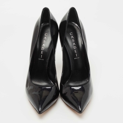 Pre Owned Casadei Black Patent Leather Blade Pumps Size 41