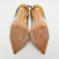 Pre Owned Casadei Tricolor Embossed Snakeskin Leather Pointed Toe Pumps Size 38
