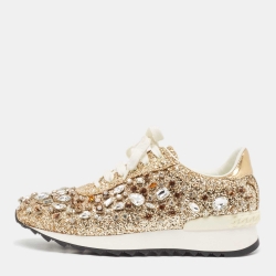 Glitter And Leather Trainers Low Top Sneakers