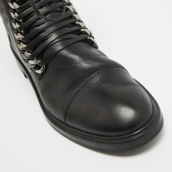 Pre Owned Casadei Black Leather Chain Detail Ankle Boots Size 39