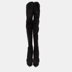 Pre Owned Casadei Black Suede Over The Knee Length Platform Boots Size 40