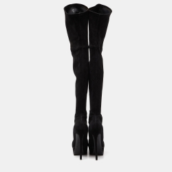 Pre Owned Casadei Black Suede Over The Knee Length Platform Boots Size 40