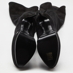 Pre Owned Casadei Black Suede Over The Knee Length Platform Boots Size 40