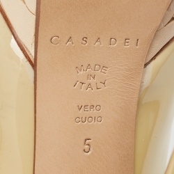 مملوكة مسبقًا Casadei Green Patent Leather Peep toe Pumps Size 35