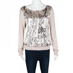Catherine Malandrino Rose Pink Printed Silk Open Back Mirna Blouse M