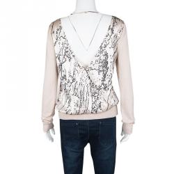 Catherine Malandrino Rose Pink Printed Silk Open Back Mirna Blouse M