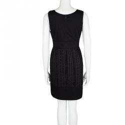 Pre Owned Catherine Malandrino Black Contrast Pintuck Detail Sleeveless Dress M