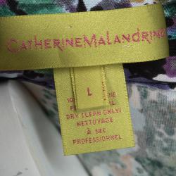 Catherine Malandrino Multicolour Printed Silk Jersey Gathered Long Sleeve Dress L
