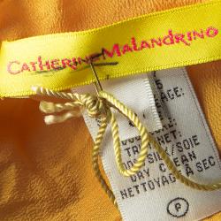 Catherine Malandrino Mustard Yellow Silk Embroidered Halter Neck Dress M