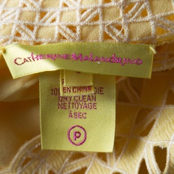 Catherine Malandrino Yellow Cutout Trim Detail Crinkled Chiffon Top M