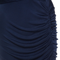 Catherine Malandrino Navy Blue Silk Jersey Twisted Draped Dress S