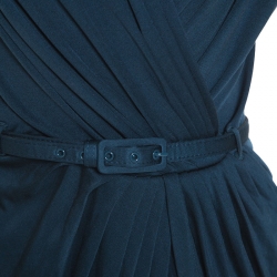 Catherine Malandrino Navy Blue Silk Jersey Twisted Draped Dress S