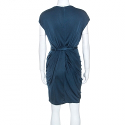Catherine Malandrino Navy Blue Silk Jersey Twisted Draped Dress S