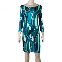 Pre Owned Catherine Malandrino Printed Long Sleeve Dress M