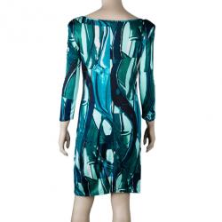 Pre Owned Catherine Malandrino Printed Long Sleeve Dress M