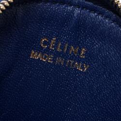 Pre Owned Celine Blue Croc Embossed Round Zip Coin Purse