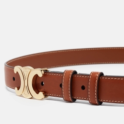 Celine Brown Leather Macadam Buckle Belt 90CM