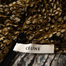 Pre Owned Celine Mustard Jersey Crepe Snake Print Maxi Dress M