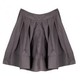 Celine Grey Silk Full Pleated Skirt M