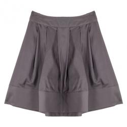 Celine Grey Silk Full Pleated Skirt M