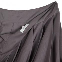 Celine Grey Silk Full Pleated Skirt M