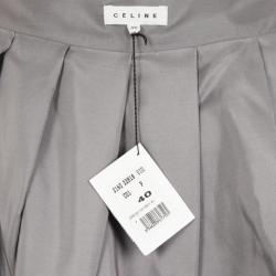 Celine Grey Silk Full Pleated Skirt M