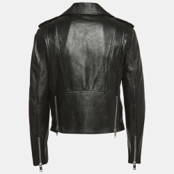 Pre Owned Celine Black Leather Biker Jacket M