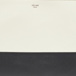 Pre Owned Céline Offwhite/Black Leather Zip Pouch