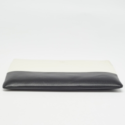 Pre Owned Céline Offwhite/Black Leather Zip Pouch