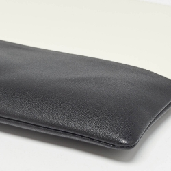 Pre Owned Céline Offwhite/Black Leather Zip Pouch