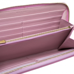 Pre Owned Celine Pink/Orange Leather Zip Around Wallet