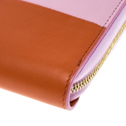 Pre Owned Celine Pink/Orange Leather Zip Around Wallet