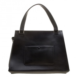 Pre Owned Celine Black/Pink Leather and Calf Hair Medium Edge Bag