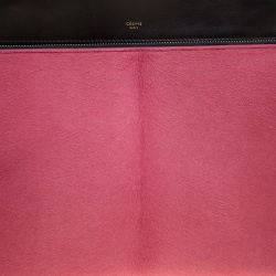 Pre Owned Celine Black/Pink Leather and Calf Hair Medium Edge Bag