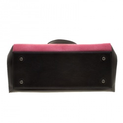 Pre Owned Celine Black/Pink Leather and Calf Hair Medium Edge Bag