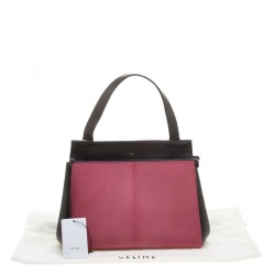 Pre Owned Celine Black/Pink Leather and Calf Hair Medium Edge Bag