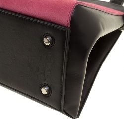 Pre Owned Celine Black/Pink Leather and Calf Hair Medium Edge Bag