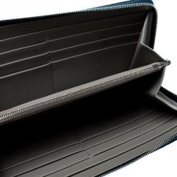 Pre Owned Celine Navy Blue Leather Zip Around Wallet