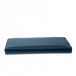 Pre Owned Celine Navy Blue Leather Zip Around Wallet