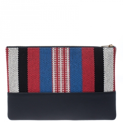 Pre Owned Celine Multicolor Leather and Woven Solo Clutch