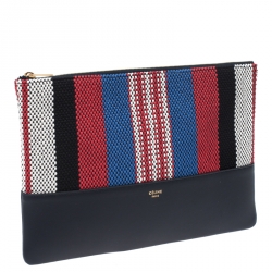 Pre Owned Celine Multicolor Leather and Woven Solo Clutch