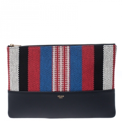 Pre Owned Celine Multicolor Leather and Woven Solo Clutch