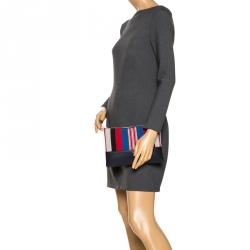 Pre Owned Celine Multicolor Leather and Woven Solo Clutch