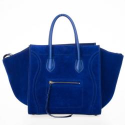 Pre Owned Celine Electric Blue Suede Phantom Large Bag