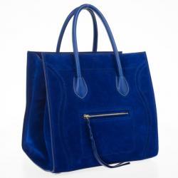Pre Owned Celine Electric Blue Suede Phantom Large Bag