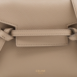 Pre Owned Celine Beige Leather Pico Belt Top Handle Bag