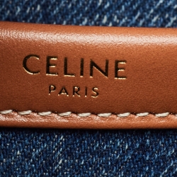 Pre Owned Celine Blue Triomphe Denim Small Cabas Thais Tote