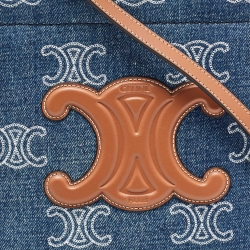 Pre Owned Celine Blue Triomphe Denim Small Cabas Thais Tote