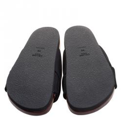 Pre Owned حذاء سلايدز سيلين فلات ملتف ساتان أسود مقاس 38